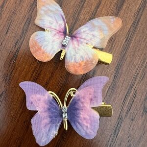 Aratta Butterfly Clips - Peach and Purple